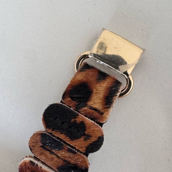NWT Anthropologie Pony Hair Leopard Print Articulated Stretchy Belt XL - Picture 3 of 9